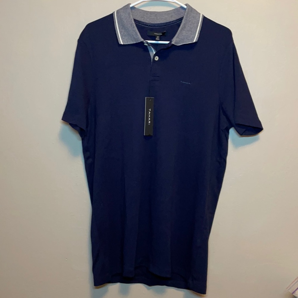 Tahari Polo Shirt Men Nantucket Navy Blue Sz M